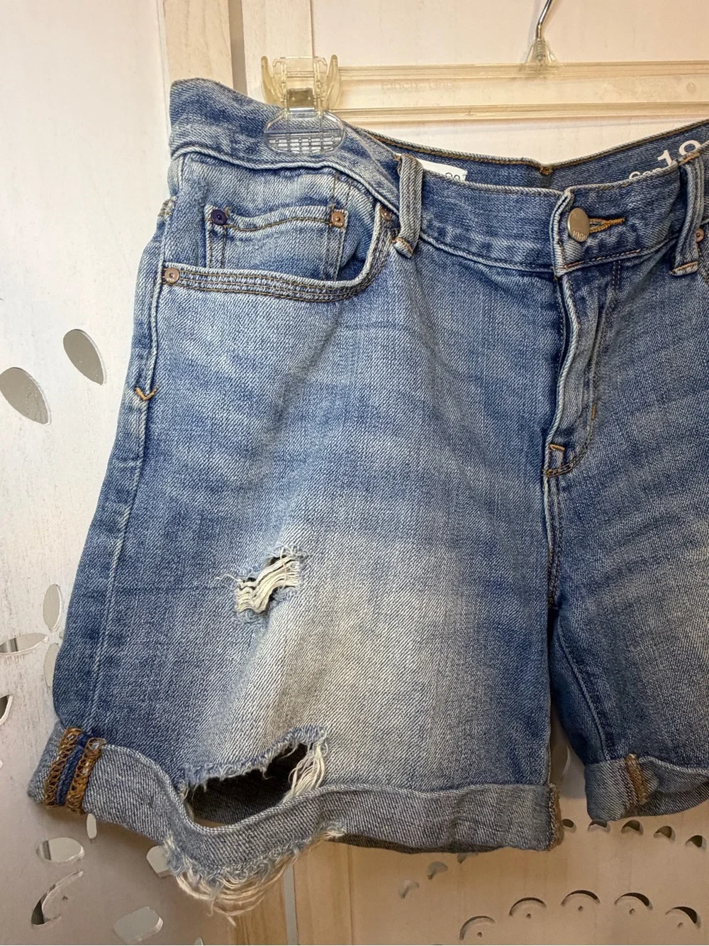 GAP Sexy Boyfriend Distressed Denim Shorts